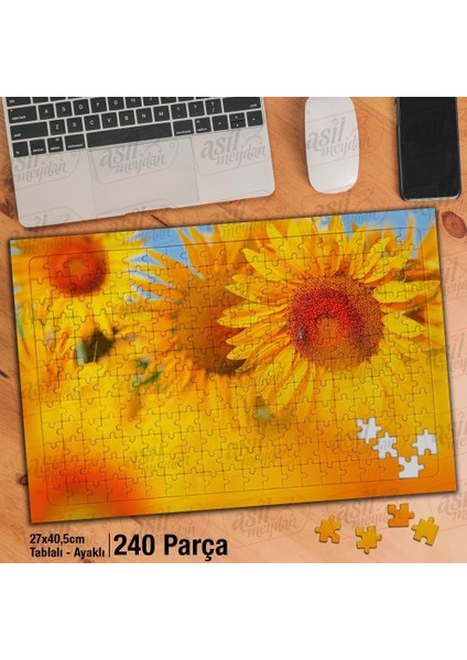 Asil Hobi Sarı Ayçiçeği - Doğa - Tabiat - Bitki Yapboz -Ayak Destekli Çerçeveli 240 Parça Puzzle