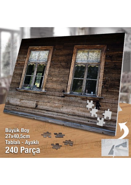 Asil Hobi Ahşap Ev - Pencere - Antika - Mimari Yapboz-Ayak Destekli Çerçeveli 240 Parça Puzzle fiyatları