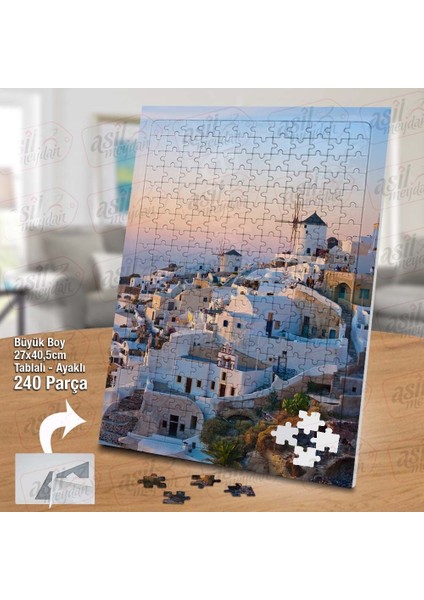 Asil Hobi Sahil Kasabası - Deniz - Evler - Mimari Yapboz - Ayak Destekli Çerçeveli 240 Parça Puzzle