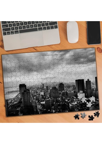 Gri Kuşbakışı Şehir Görüntüsü 240 Parça Puzzle YAPBOZ-74524