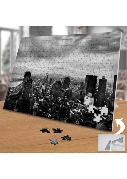 Gri Kuşbakışı Şehir Görüntüsü 240 Parça Puzzle YAPBOZ-74524