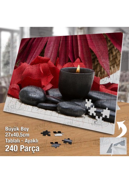 Asil Hobi Siyah ve Kırmızının Uyumu - Mum -Çiçek Yapboz-Ayak Destekli Çerçeveli 240 Parça Puzzle fiyatları
