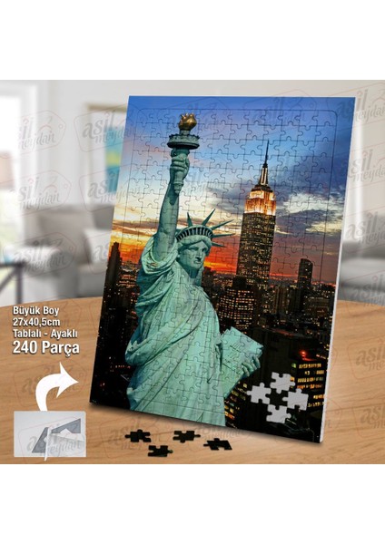 Asil Hobi Özgürlük Heykeli - Newyork -Şehir -Manzara Yapboz-Ayak Destekli Çerçeveli 240 Parça Puzzle fiyatları