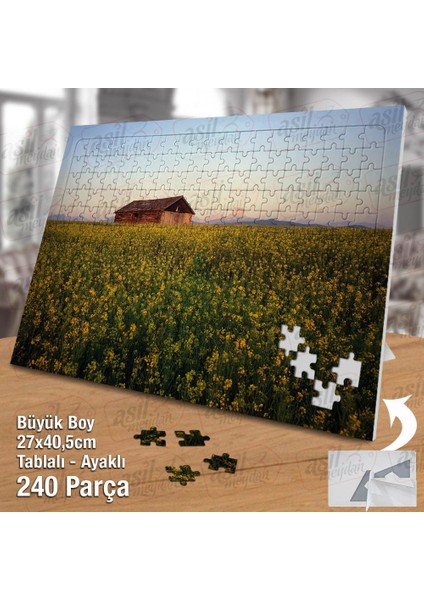Asil Hobi Kır Çiçekleri - Ahşap Ev- Manzara - Doğa Yapboz -Ayak Destekli Çerçeveli 240 Parça Puzzle