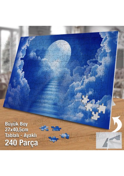Asil Hobi Dolunay - Bulut Merdiveni - Mavi Yapboz -Ayak Destekli Çerçeveli 240 Parça Puzzle fiyatları