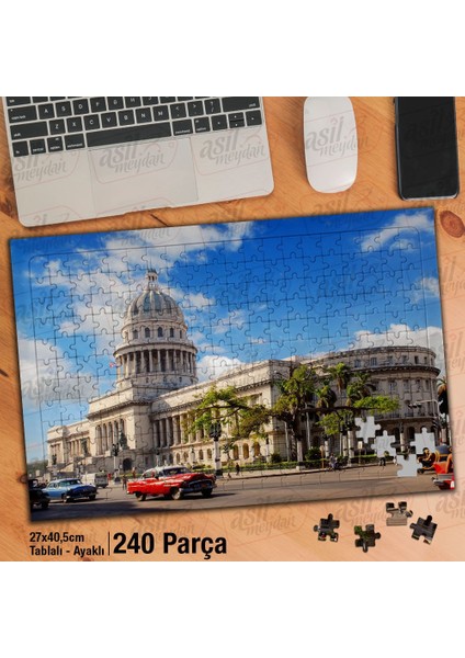 Asil Hobi Havana - Küba Eski Nostalji Arabalar -Bina Yapboz-Ayak Destekli Çerçeveli 240 Parça Puzzle
