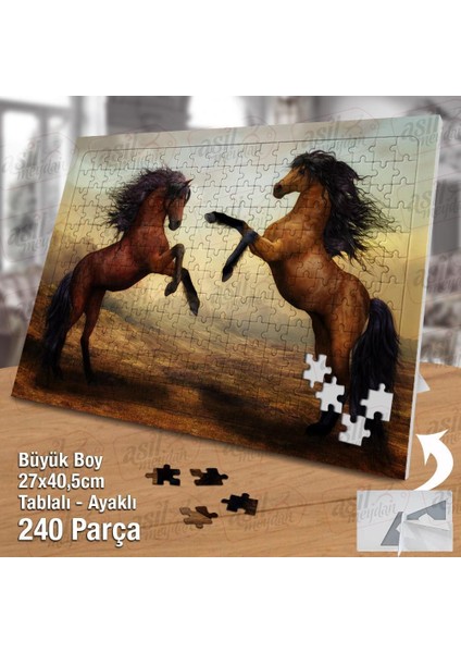 Asil Hobi Kahverengi Vahşi Atlar - Hayvanlar Yapboz -Ayak Destekli Çerçeveli 240 Parça Puzzle fiyatları
