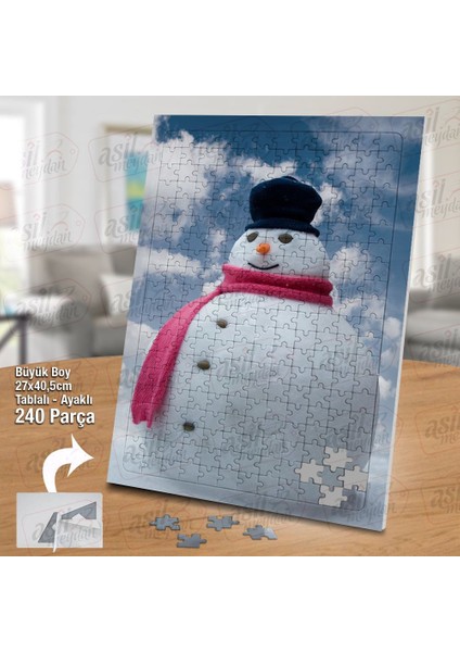 Asil Hobi Kardan Adam - Gökyüzü - Kış Kar Yapboz-Ayak Destekli Çerçeveli 240 Parça Puzzle
