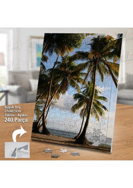 Asil Hobi Palmiye Ağaçları -Gökyüzü -Deniz -Manzara Yapboz -Ayak Destekli Çerçeveli 240 Parça Puzzle fiyatları