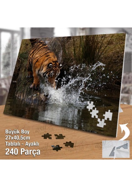 Asil Hobi Kaplan - Doğa - Vahşi Hayvan Yapboz -Ayak Destekli Çerçeveli 240 Parça Puzzle fiyatları
