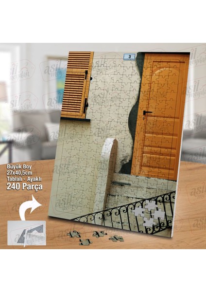 Asil Hobi Kapı Dekor - Merdiven - Pencere - Ahşap Yapboz-Ayak Destekli Çerçeveli 240 Parça Puzzle fiyatları