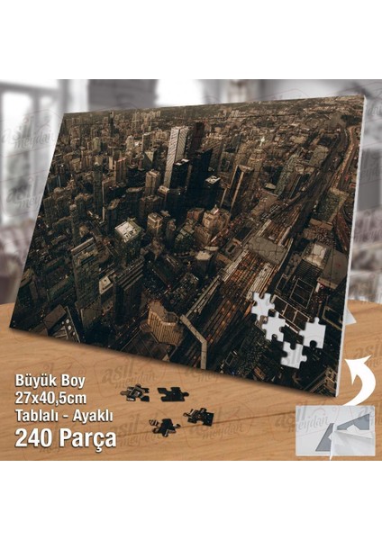 Asil Hobi Şehir Merkezi - Yüksek Binalar - Retro Yapboz -Ayak Destekli Çerçeveli 240 Parça Puzzle fiyatları