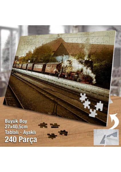 Asil Hobi Tren - Buharlı Lokomotif - Demiryolu Yapboz -Ayak Destekli Çerçeveli 240 Parça Puzzle fiyatları