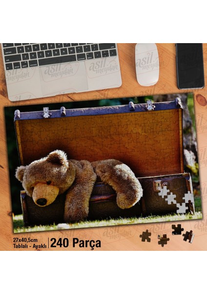 Asil Hobi - Oyuncak Sandığı - Oyuncak Ayıcık Yapboz - Ayak Destekli 240 Parça Puzzle