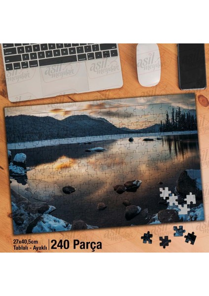 Asil Hobi - Karlı Dağlar - Doğa - Manzara - Göl - Yapboz - Ayak Destekli 240 Parça Puzzle