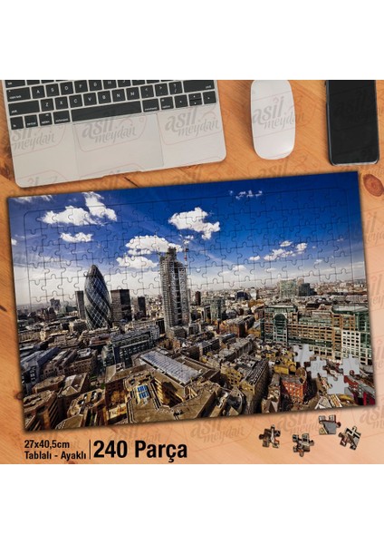 Asil Hobi Londra Şehri - Kuş Bakışı - Manzara Yapboz-Ayak Destekli Çerçeveli 240 Parça Puzzle