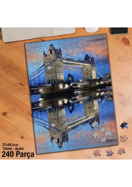 Asil Hobi Londra, Ingiltere - Köprü - Yansıma -Deniz Yapboz-Ayak Destekli Çerçeveli 240 Parça Puzzle