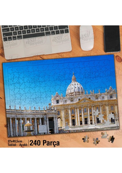 Asil Hobi Aziz Petrus Meydanı - Antik - Mimari Yapboz-Ayak Destekli Çerçeveli 240 Parça Puzzle