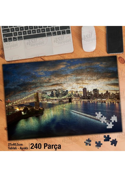 Asil Hobi Şaşırtıcı New York Cityscape - Manzara Yapboz-Ayak Destekli Çerçeveli 240 Parça Puzzle
