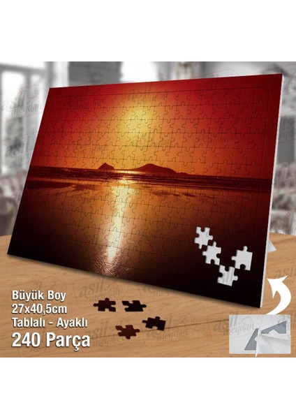 Asil Hobi Gün Batımı - Kızıl Gökyüzü - Deniz -Doğa Yapboz -Ayak Destekli Çerçeveli 240 Parça Puzzle fiyatları
