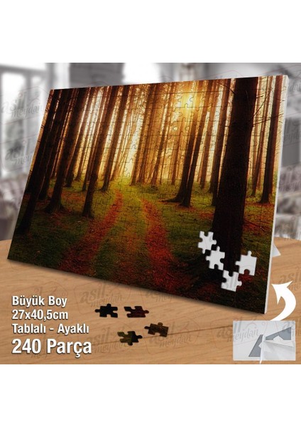 Asil Hobi Büyülü Orman - Sis - Gün Işığı - Ağaçlar Yapboz -Ayak Destekli Çerçeveli 240 Parça Puzzle