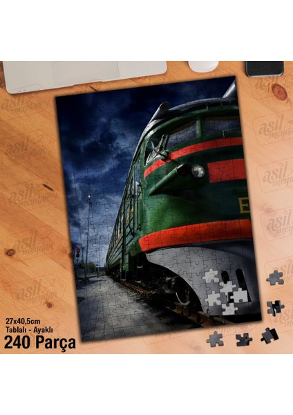 Asil Hobi Demir Yolu - Persfektif Çekim - Tren Yapboz-Ayak Destekli Çerçeveli 240 Parça Puzzle