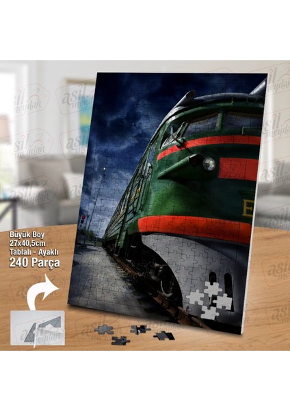 Asil Hobi Demir Yolu - Persfektif Çekim - Tren Yapboz-Ayak Destekli Çerçeveli 240 Parça Puzzle