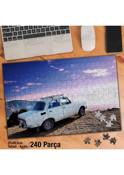 Asil Hobi Murat 131-ANTIKA-NOSTALJI Araba -Otomobil Yapboz-Ayak Destekli Çerçeveli 240 Parça Puzzle