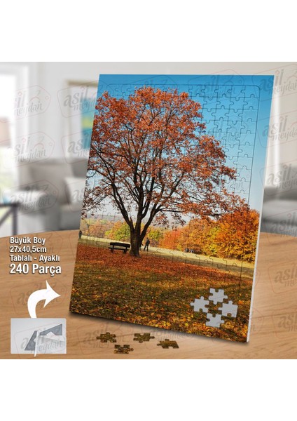Asil Hobi -Sonbahar - Sararmış Yapraklar - Ağaç - Doğa - Yapboz - Ayak Destekli 240 Parça Puzzle