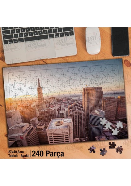 Asil Hobi -Gökdelenler Üzerinden Şehrin Günbatımı -Manzara- Yapboz - Ayak Destekli 240 Parça Puzzle