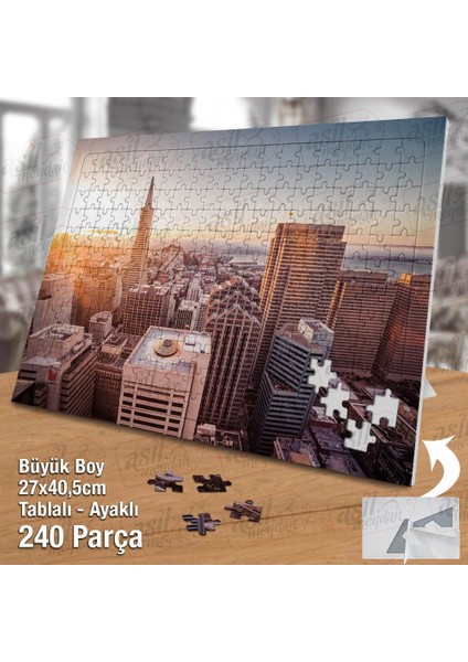 Asil Hobi -Gökdelenler Üzerinden Şehrin Günbatımı -Manzara- Yapboz - Ayak Destekli 240 Parça Puzzle fiyatları