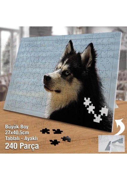 Asil Hobi Husky - Köpek - Vahşi Yaşam - Hayvan Yapboz -Ayak Destekli Çerçeveli 240 Parça Puzzle fiyatları