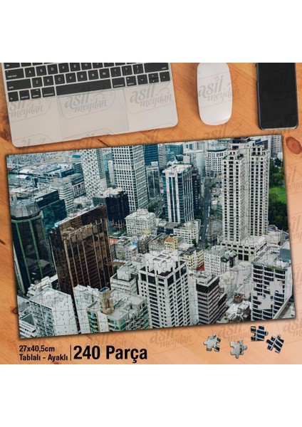 Asil Hobi Şehir - Yüksek Binalar - Metropol - City Yapboz -Ayak Destekli Çerçeveli 240 Parça Puzzle