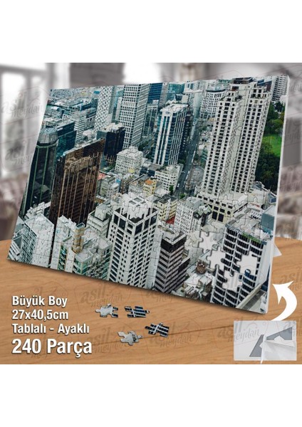 Asil Hobi Şehir - Yüksek Binalar - Metropol - City Yapboz -Ayak Destekli Çerçeveli 240 Parça Puzzle