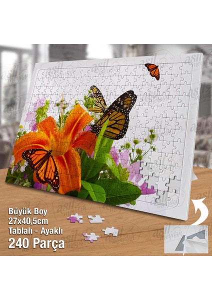 Asil Hobi Rengarenk Çiçeklerin Üstünde Kelebekler Yapboz-Ayak Destekli Çerçeveli 240 Parça Puzzle fiyatları