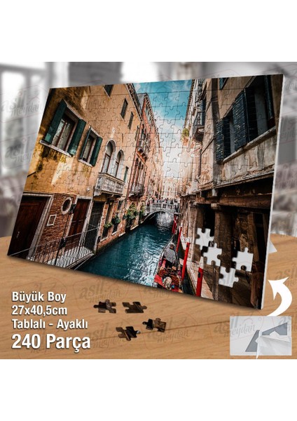 Asil Hobi Venedik Su Kanalı -Evler -Kayık -Manzara Yapboz -Ayak Destekli Çerçeveli 240 Parça Puzzle fiyatları