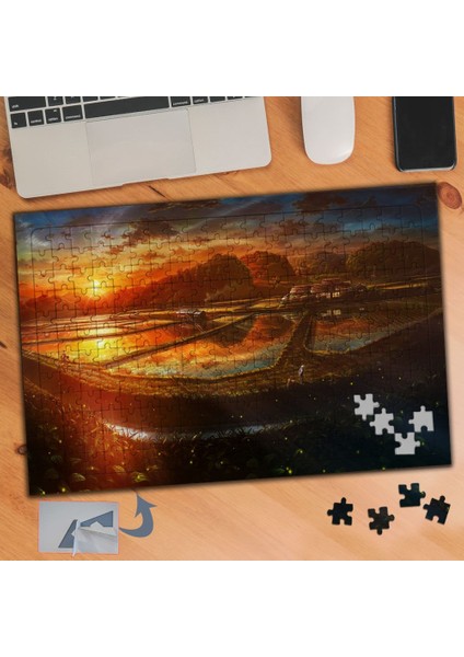 Kasabadaki Köprüler Gün Batımı 240 Parça Puzzle Yapboz TABLO-460