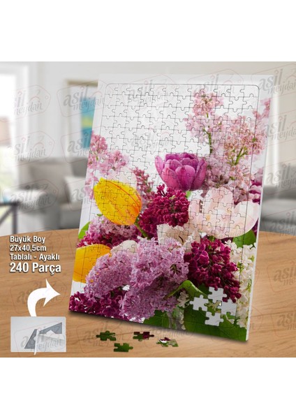 Asil Hobi Hoş Pembe Çiçekler - Bitki - Doğa Yapboz-Ayak Destekli Çerçeveli 240 Parça Puzzle