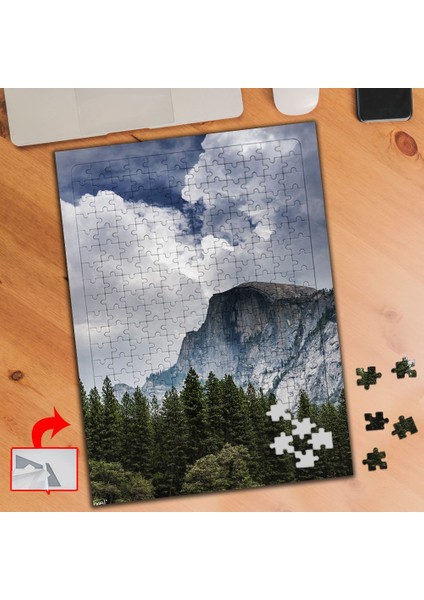 Bulutlar, Çam Ağaçları, Dağlar 240 Parça Puzzle Yapboz TABLO-5256A