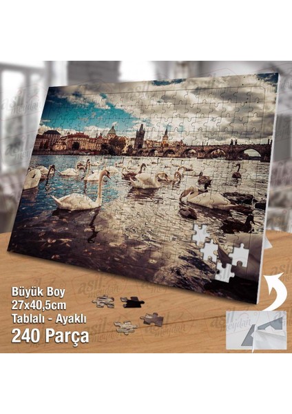 Asil Hobi Deniz - Beyaz Kuğu - Hayvan - Kuş Türü Yapboz -Ayak Destekli Çerçeveli 240 Parça Puzzle fiyatları