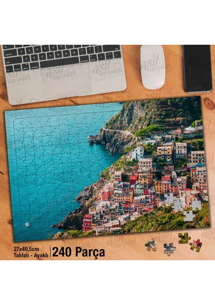 Asil Hobi Evler - Cinque Terre - Italya - Deniz Yapboz -Ayak Destekli Çerçeveli 240 Parça Puzzle