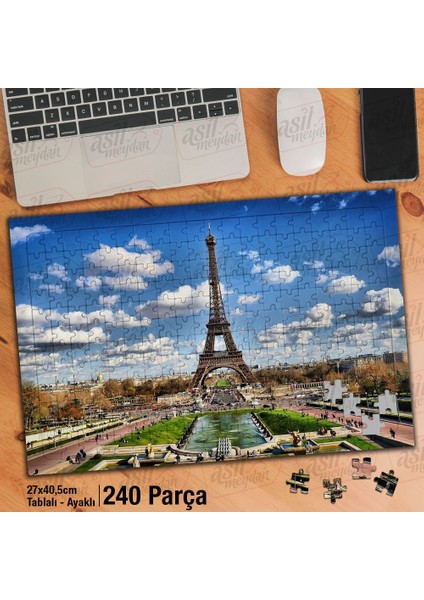 Asil Hobi Eyfel Kulesi - Paris - Manzara - Tarih Yapboz-Ayak Destekli Çerçeveli 240 Parça Puzzle