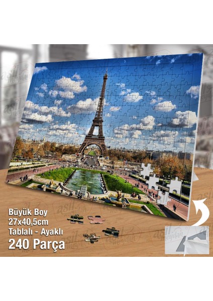 Asil Hobi Eyfel Kulesi - Paris - Manzara - Tarih Yapboz-Ayak Destekli Çerçeveli 240 Parça Puzzle