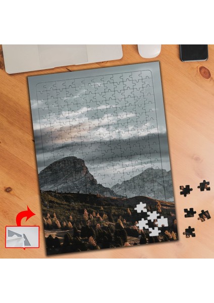 Bulutlu Gökyüzü, Dağ Gün Batımı 240 Parça Puzzle Yapboz TABLO-17322