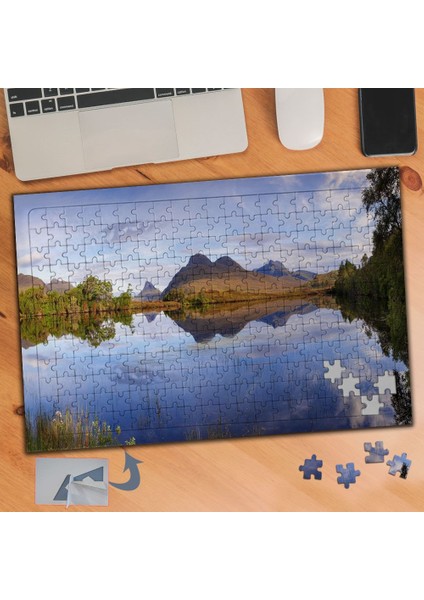 Göle Yansıyan Dağ Manzarası 240 Parça Puzzle Yapboz TABLO-303