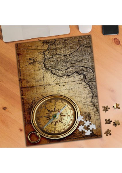 Dünya Haritası ve Pusula Temalı 240 Parça Puzzle YAPBOZ-KS699254