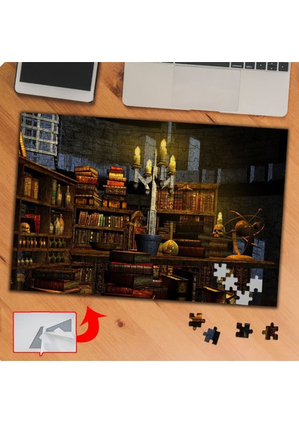 Karanlık Mum Işığında Kütüphane 240 Parça Puzzle YAPBOZ-KS699625