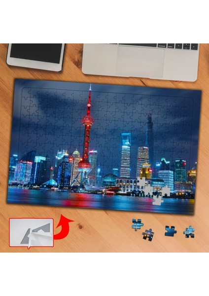 Gökdelenli Şehir Gece Manzara 240 Parça Puzzle Yapboz TABLO-3704