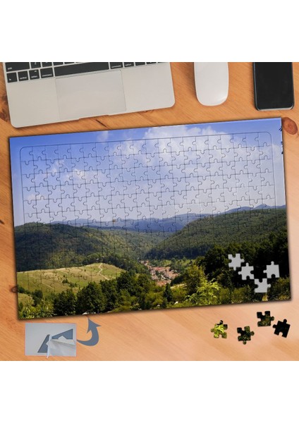 Yeşil Dağlar, Gökyüzü, Doğa 240 Parça Puzzle Yapboz TABLO-385