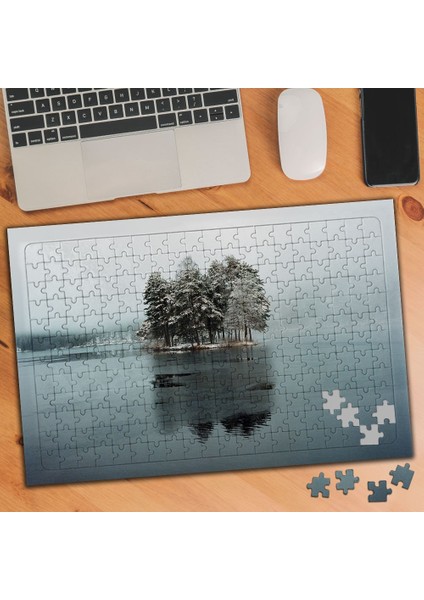 Buz Tutmuş Gölde Ağaç Manzarası 240 Parça Puzzle YAPBOZ-KS001104
